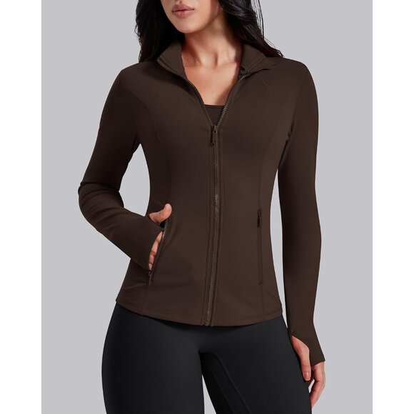 Women’s Lightweight Athletic Zip Jacket Slim Fit Running Gym Top with Pockets - Picture 3 of 6
